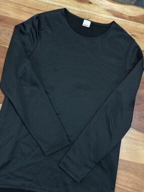 Damart black long-sleeve crewneck tee – size S